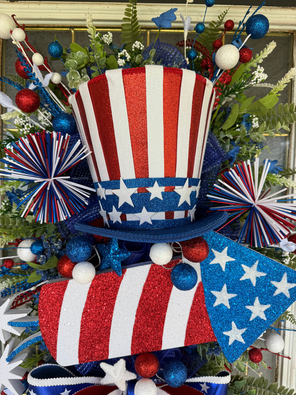 🇺🇸 Uncle Sam Patriotic Door Swag – America 250 Front Door Decor 🇺🇸