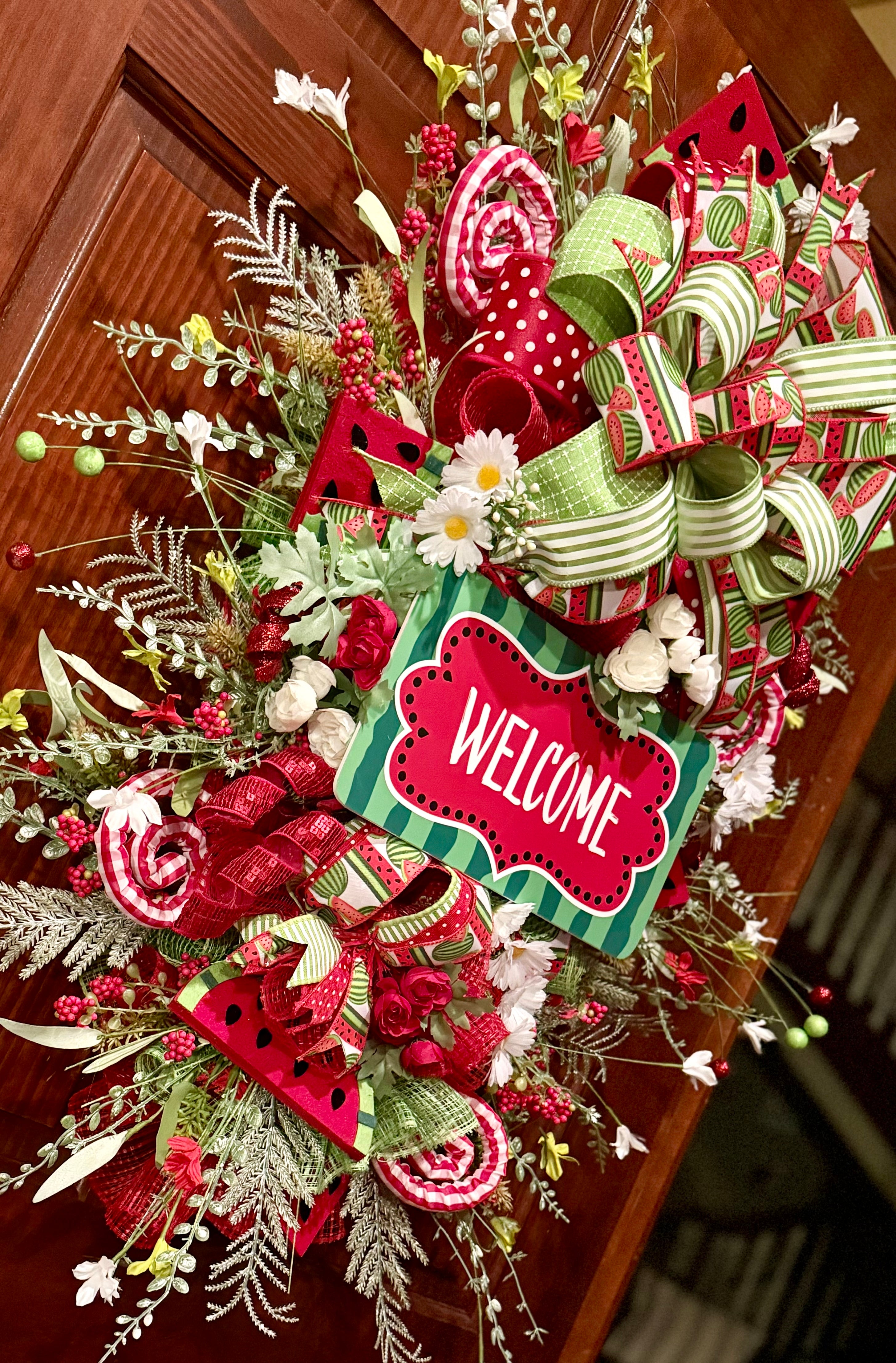 Watermelon Summer Welcome Wreath – Oversized Handmade Front Door Decor