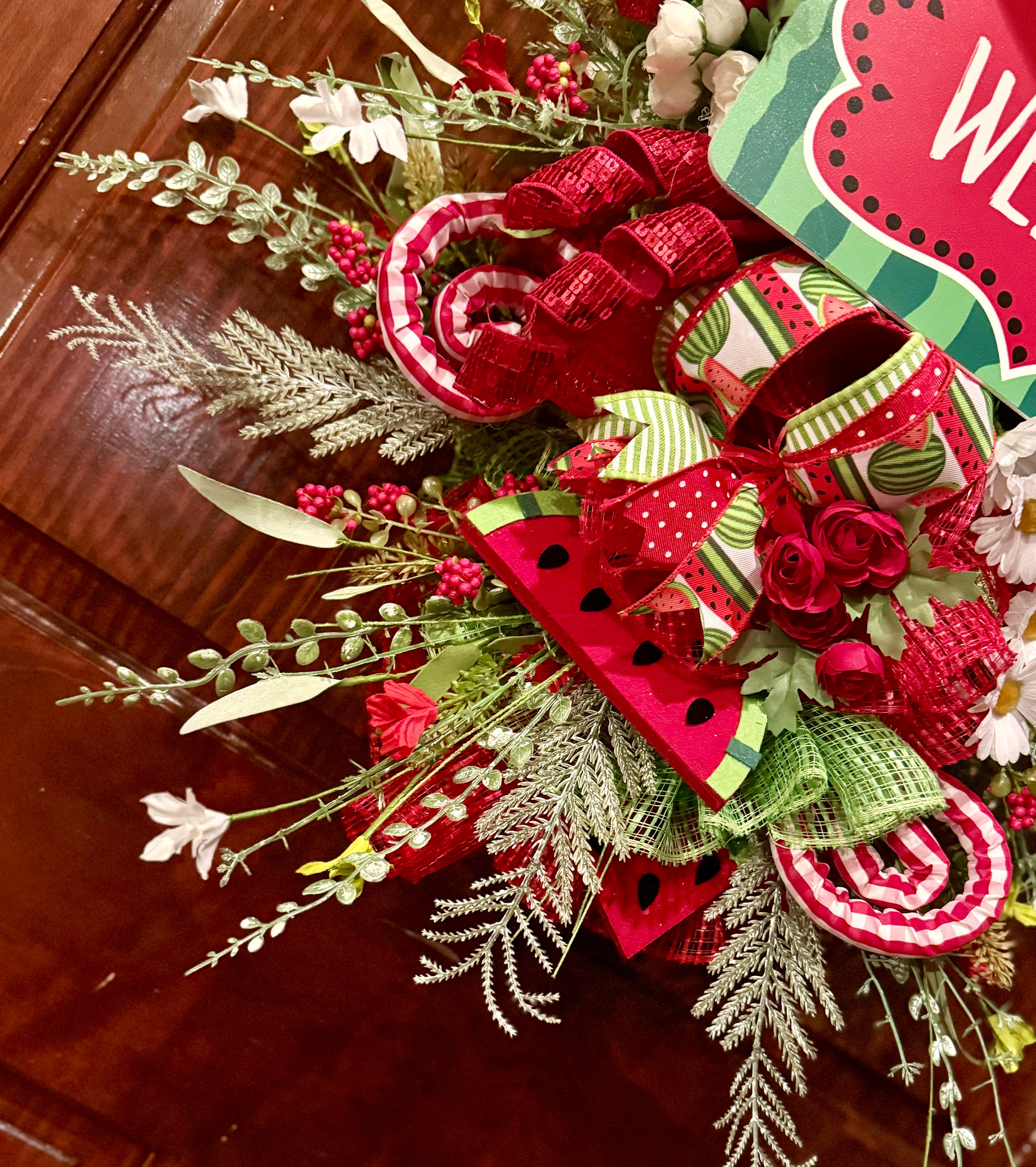 Watermelon Summer Welcome Wreath – Oversized Handmade Front Door Decor