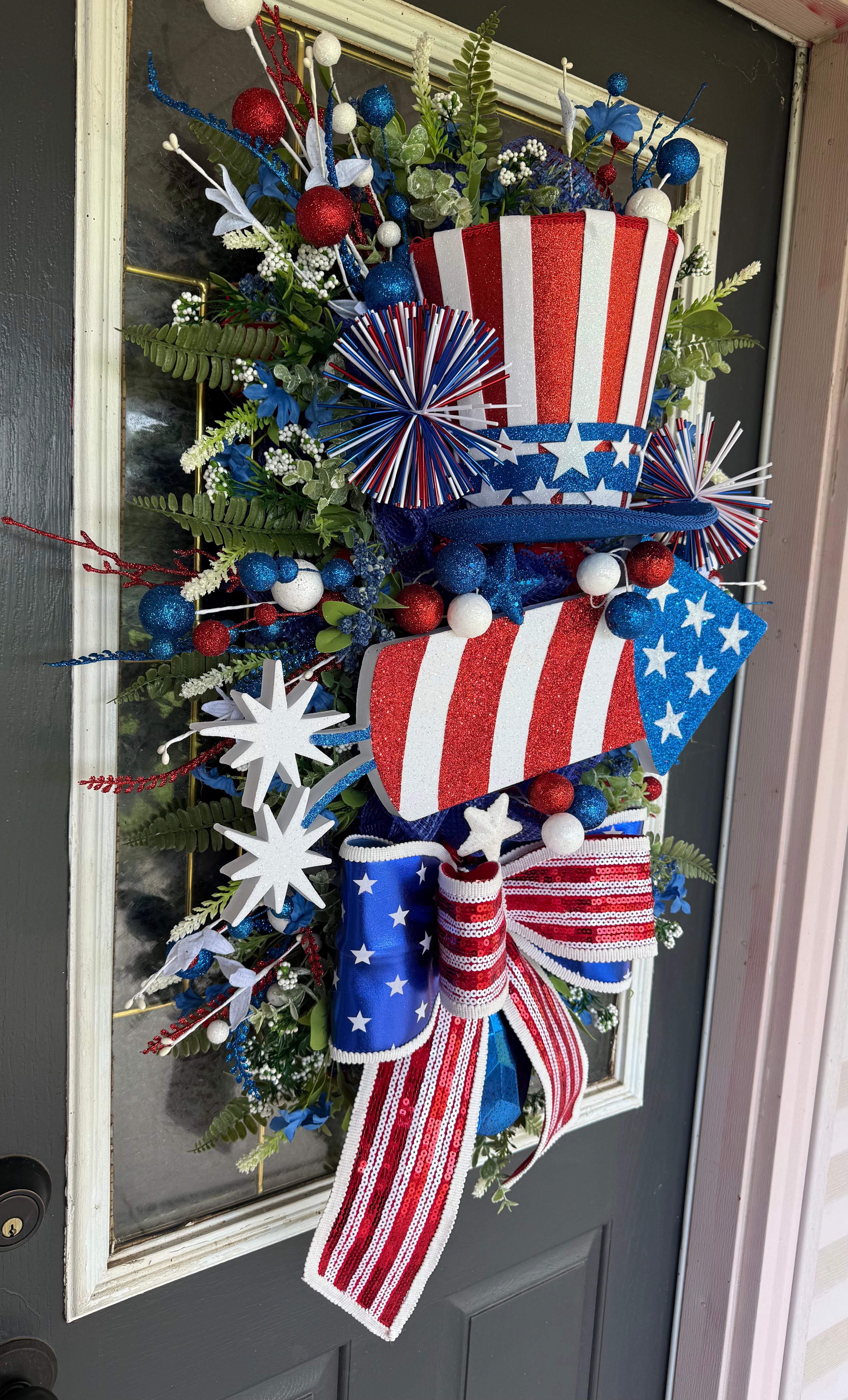 🇺🇸 Uncle Sam Patriotic Door Swag – America 250 Front Door Decor 🇺🇸