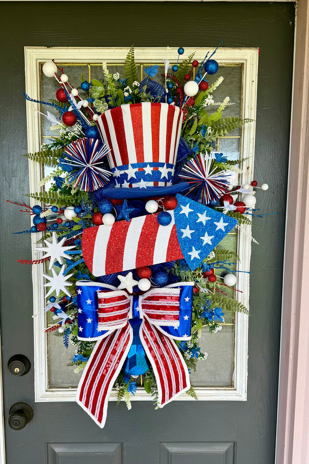 🇺🇸 Uncle Sam Patriotic Door Swag – America 250 Front Door Decor 🇺🇸