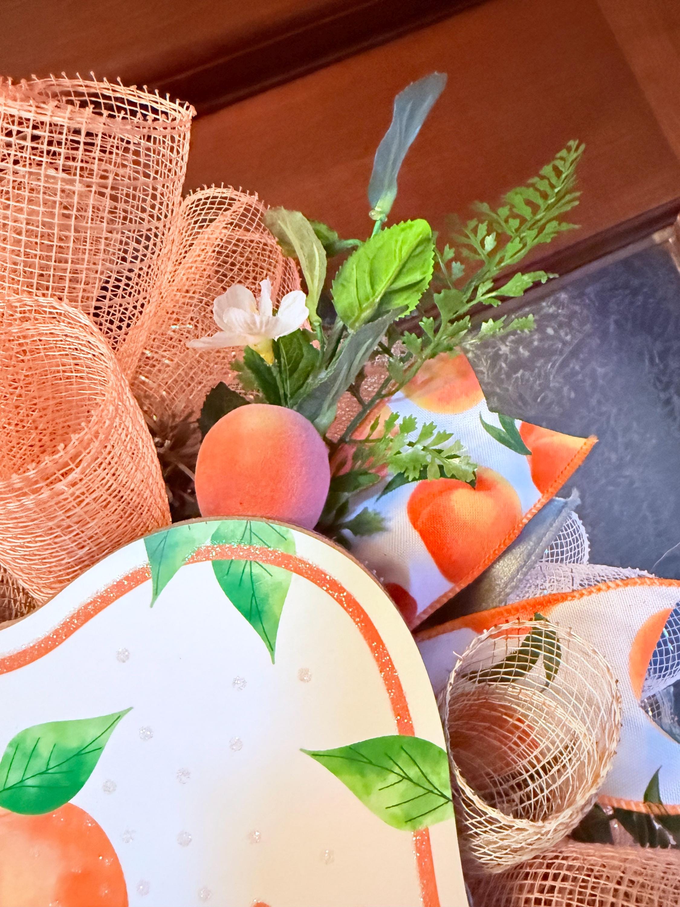 Handmade Peach Spring Wreath | Farmhouse Front Door Decor