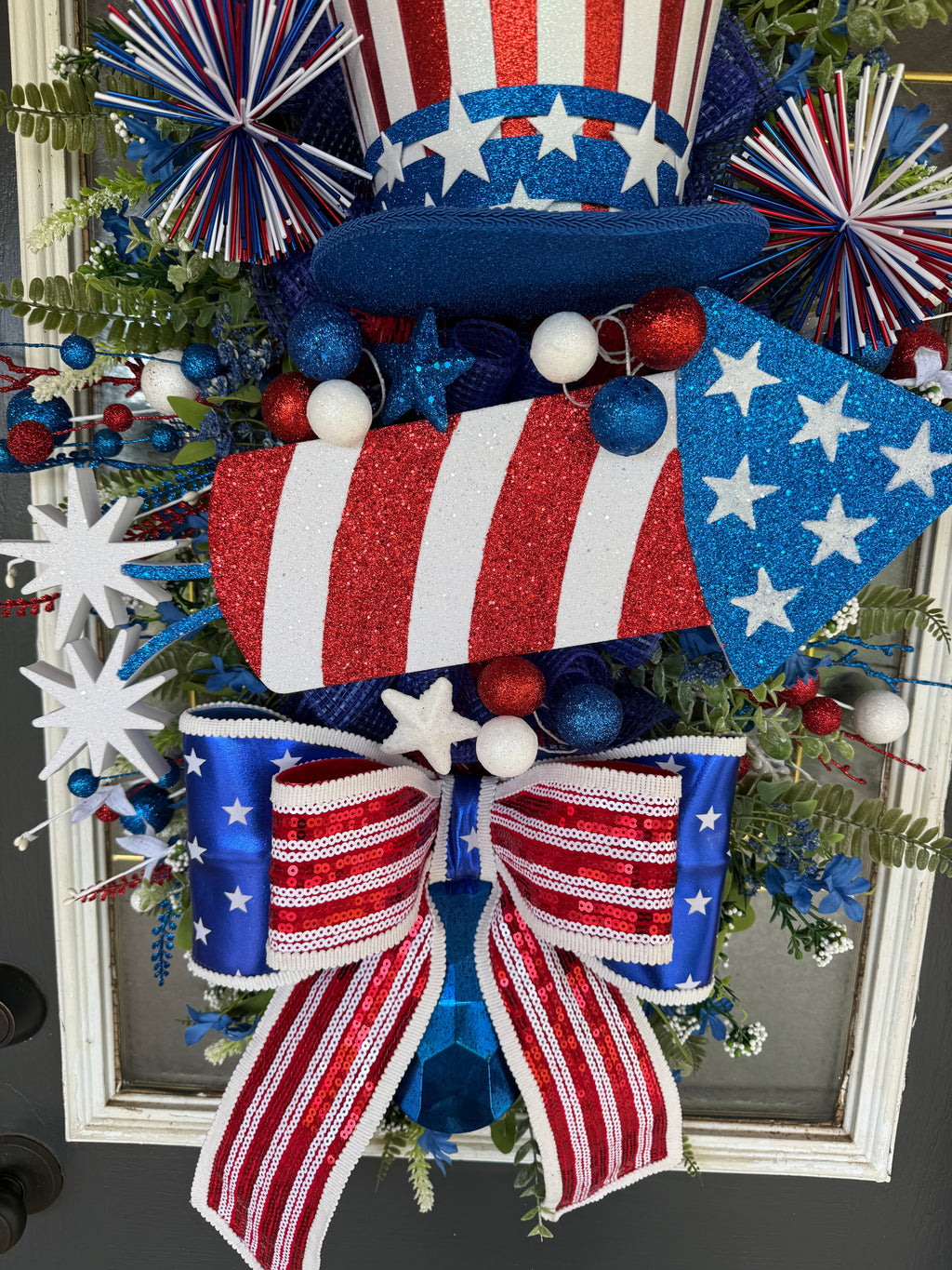 🇺🇸 Uncle Sam Patriotic Door Swag – America 250 Front Door Decor 🇺🇸