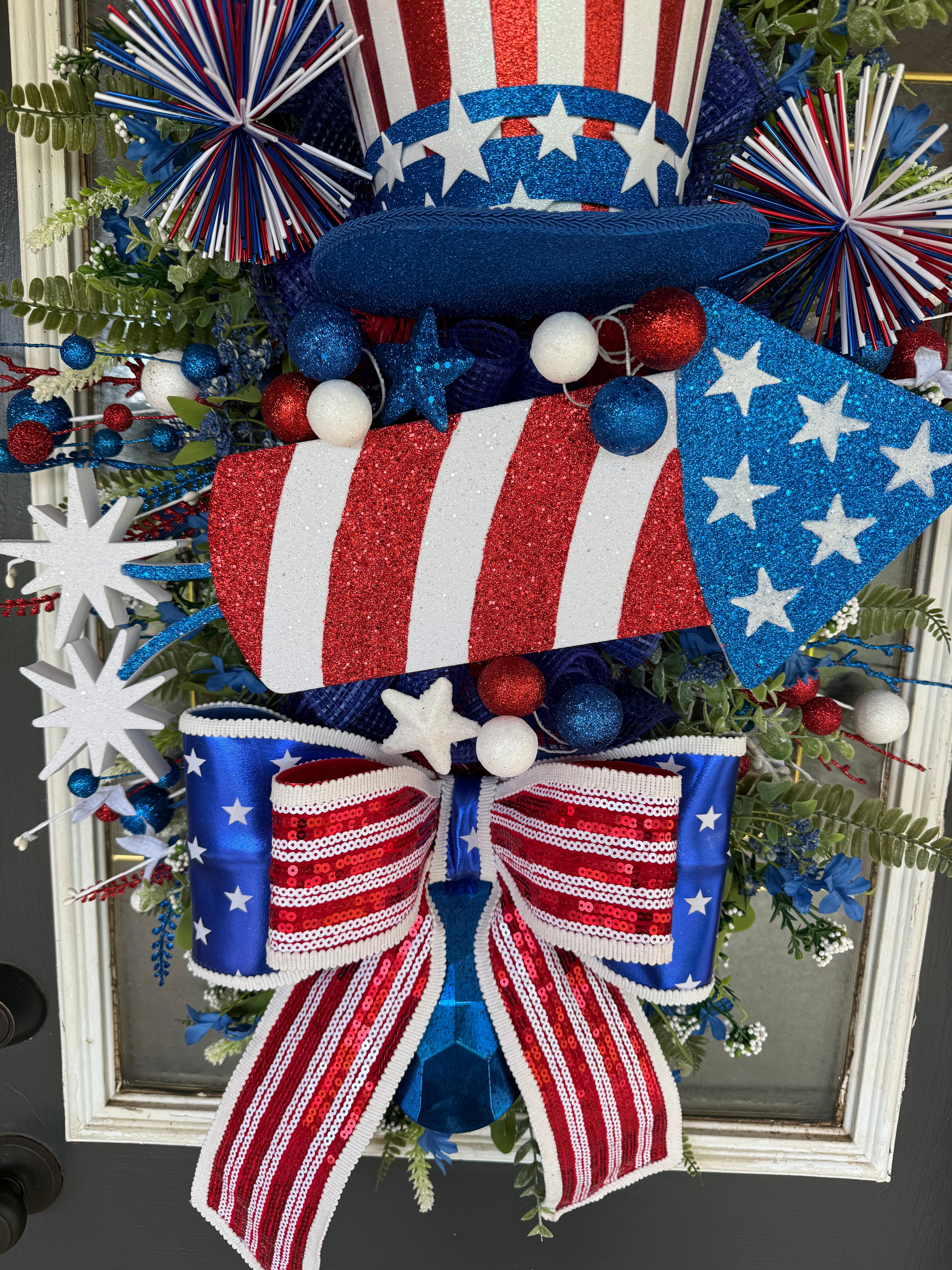 🇺🇸 Uncle Sam Patriotic Door Swag – America 250 Front Door Decor 🇺🇸