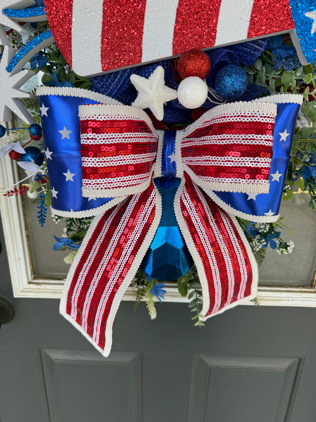 🇺🇸 Uncle Sam Patriotic Door Swag – America 250 Front Door Decor 🇺🇸