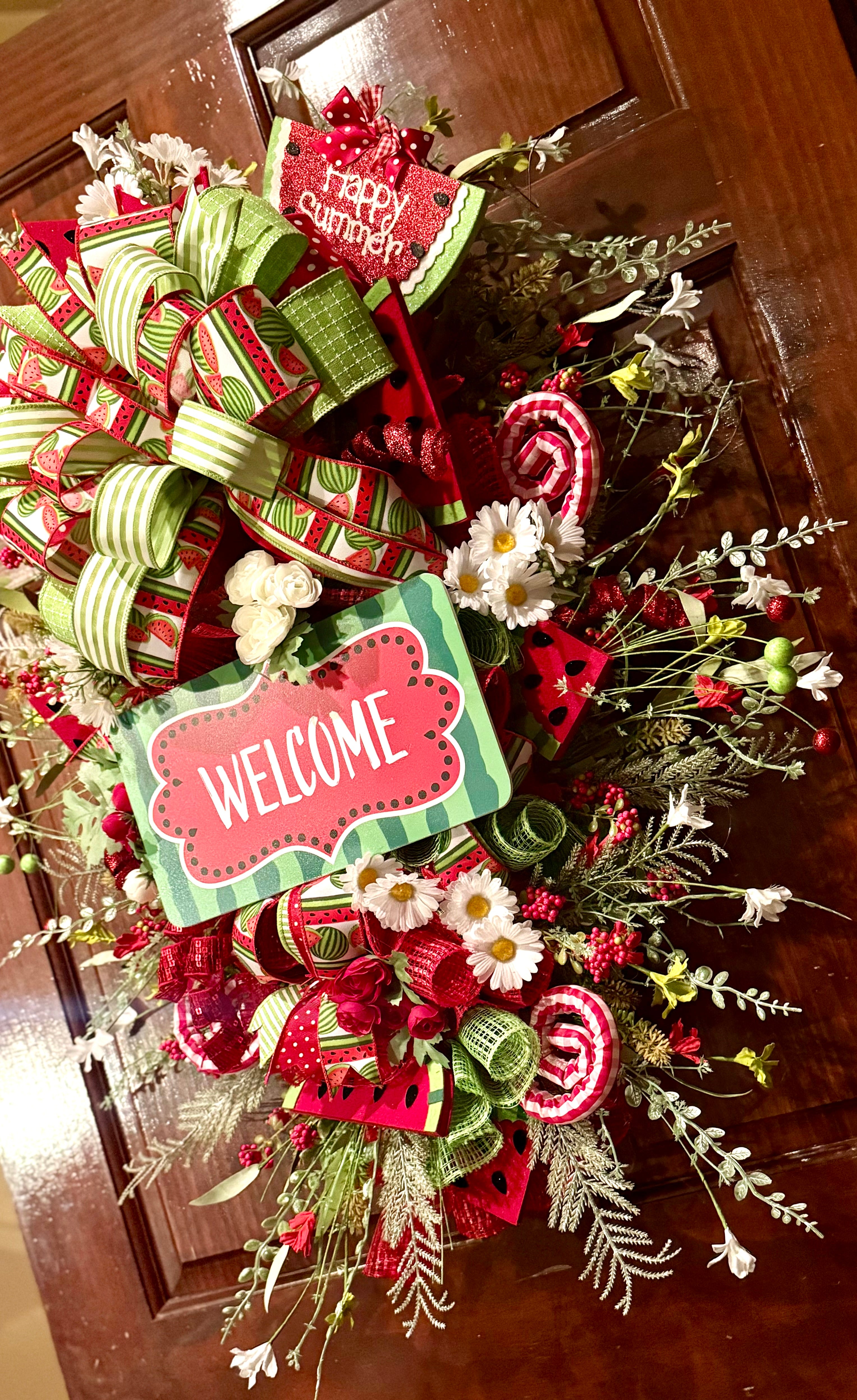Watermelon Summer Welcome Wreath – Oversized Handmade Front Door Decor
