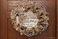 Dog Lover Wreath, Neutral Burlap Leopard Paw Print Welcome Sign, Farmhouse Pet Decor