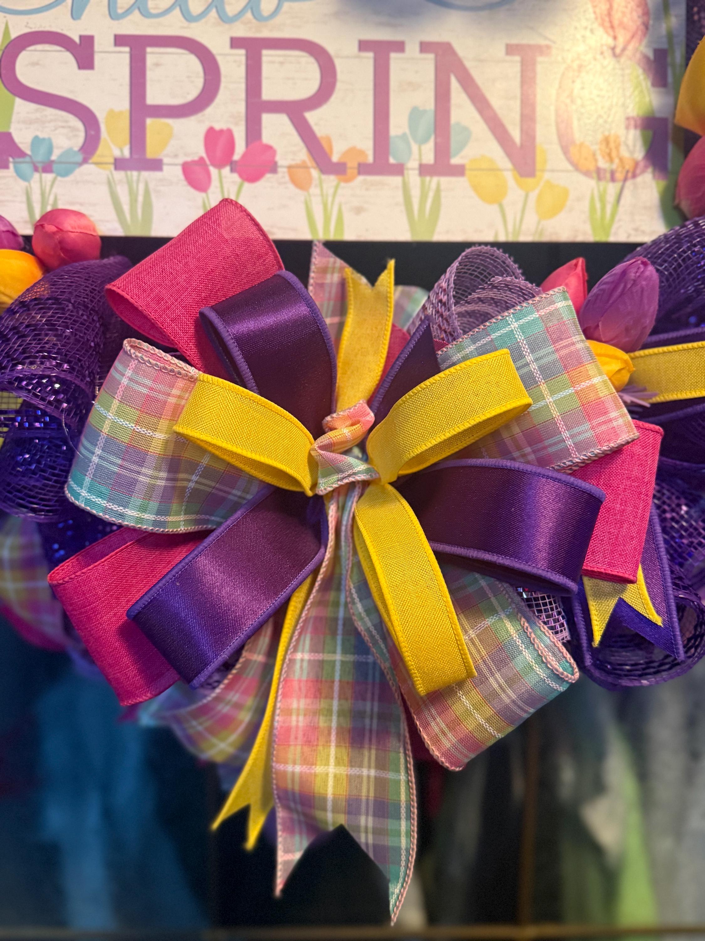 Purple Tulip Spring Wreath | Hello Spring Door Decor