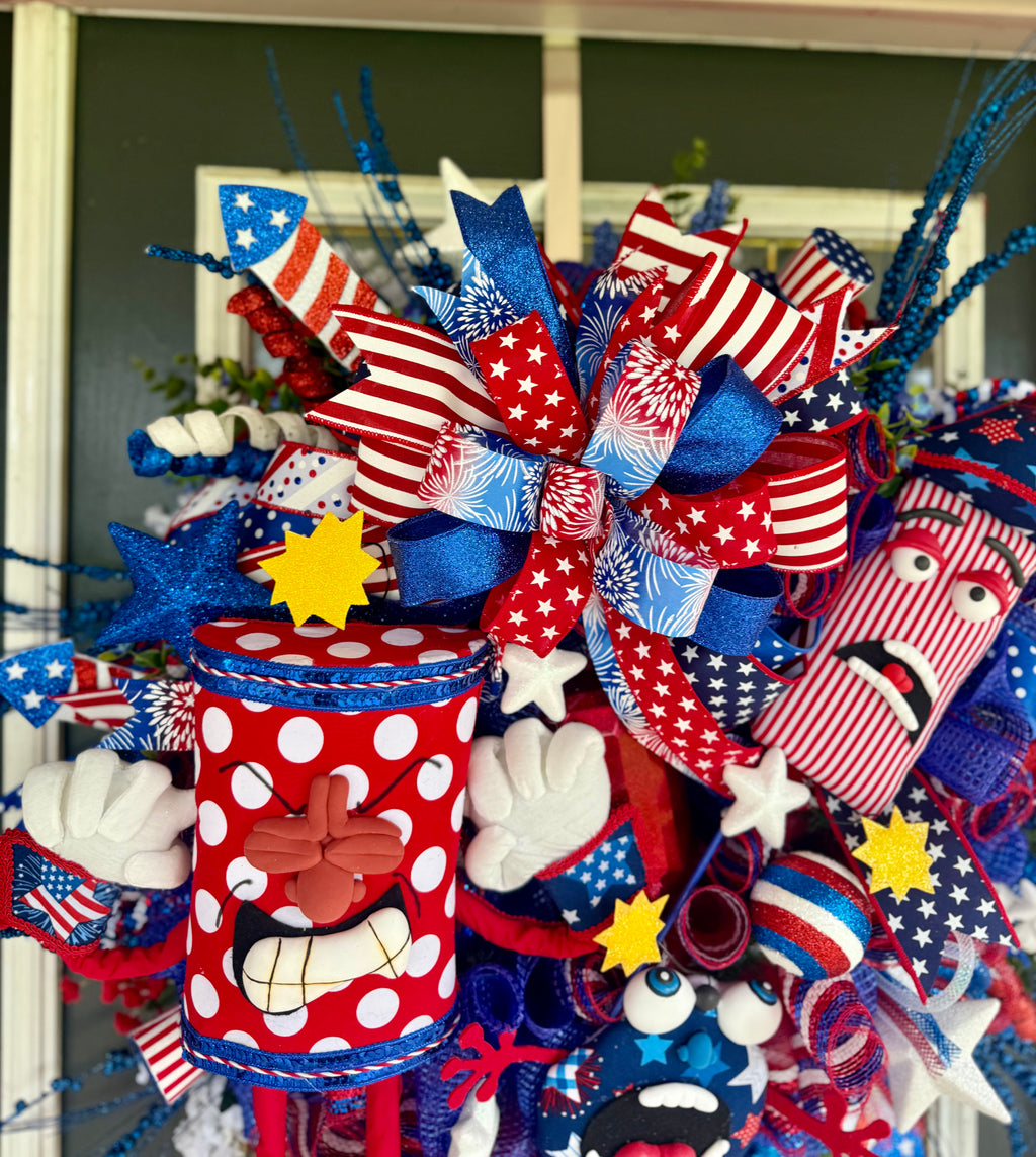🎆 Firecracker Frenzy Patriotic Door Wreath