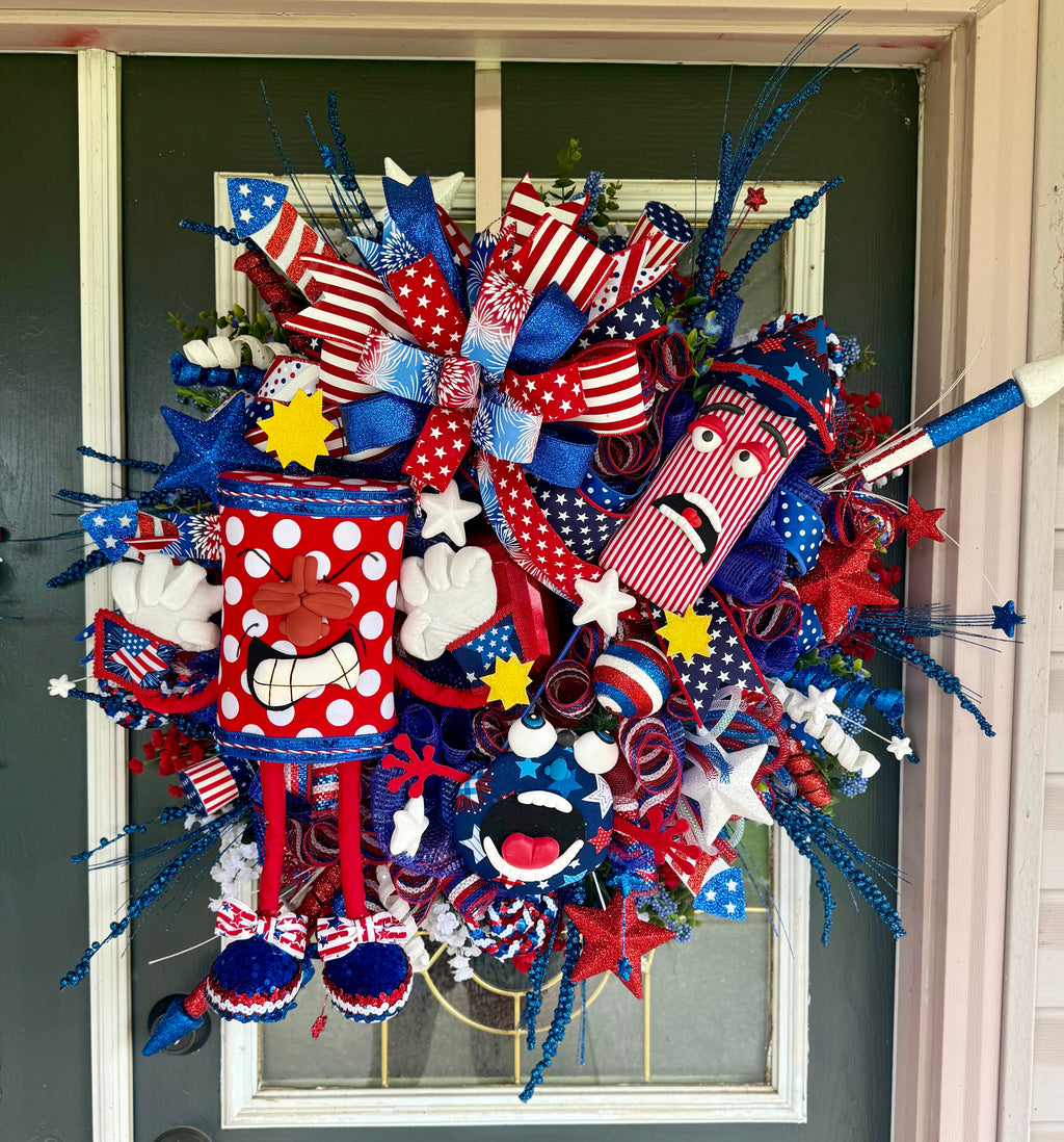 🎆 Firecracker Frenzy Patriotic Door Wreath