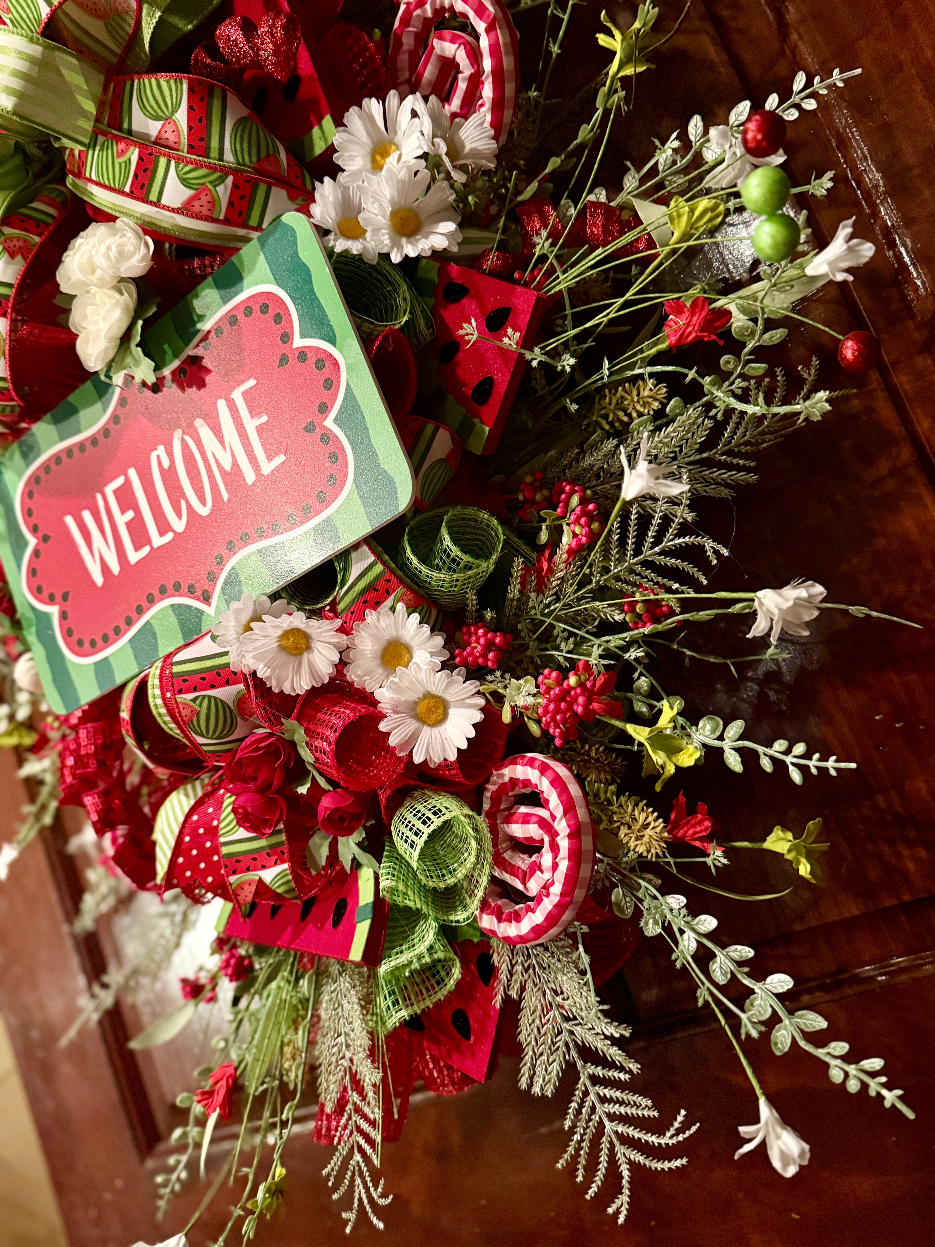 Watermelon Summer Welcome Wreath – Oversized Handmade Front Door Decor