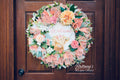 Peach Farmhouse Highland Cow Welcome Wreath – Spring Floral Front Door Decor with Rustic Mesh Bow