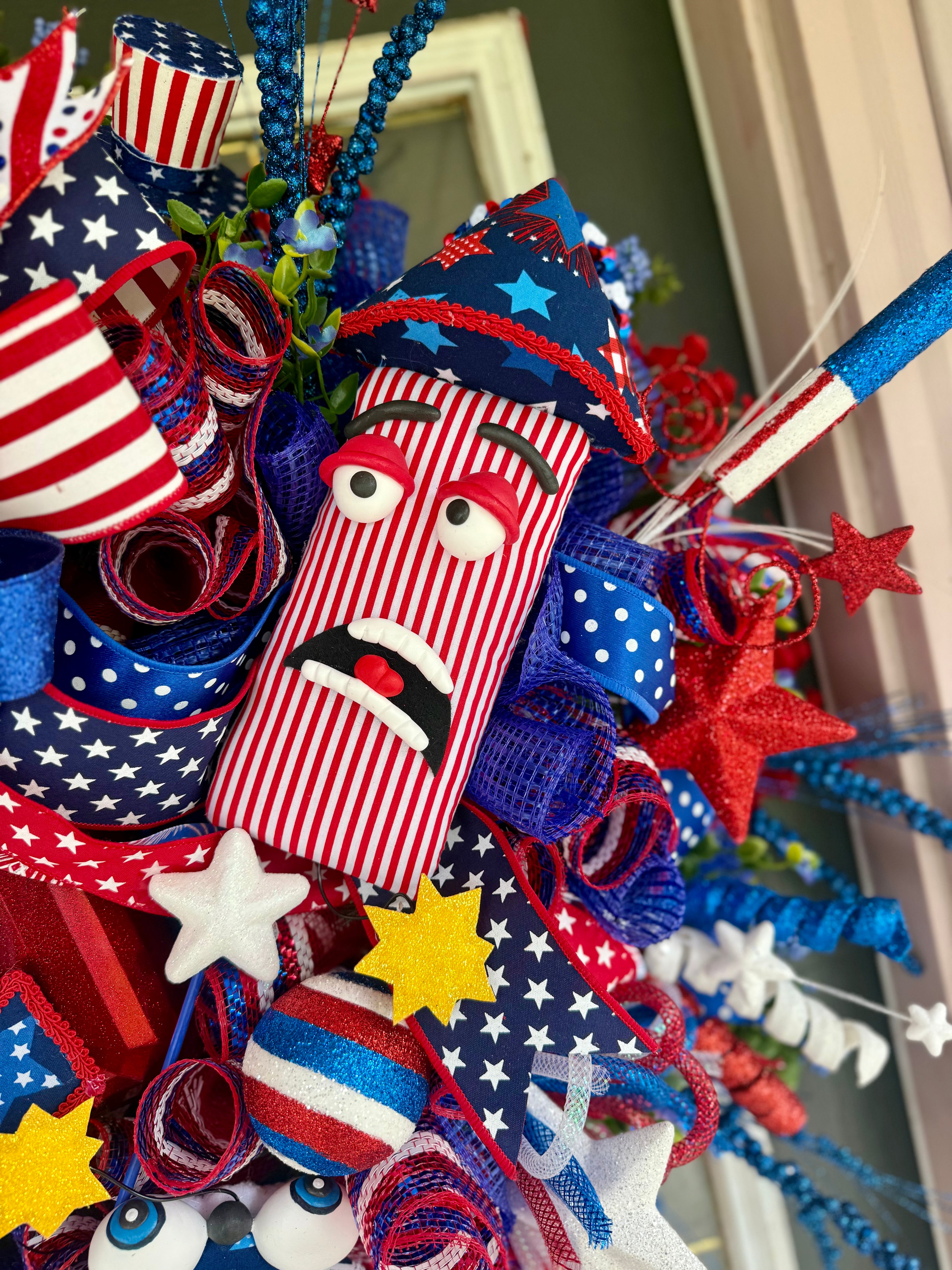 🎆 Firecracker Frenzy Patriotic Door Wreath