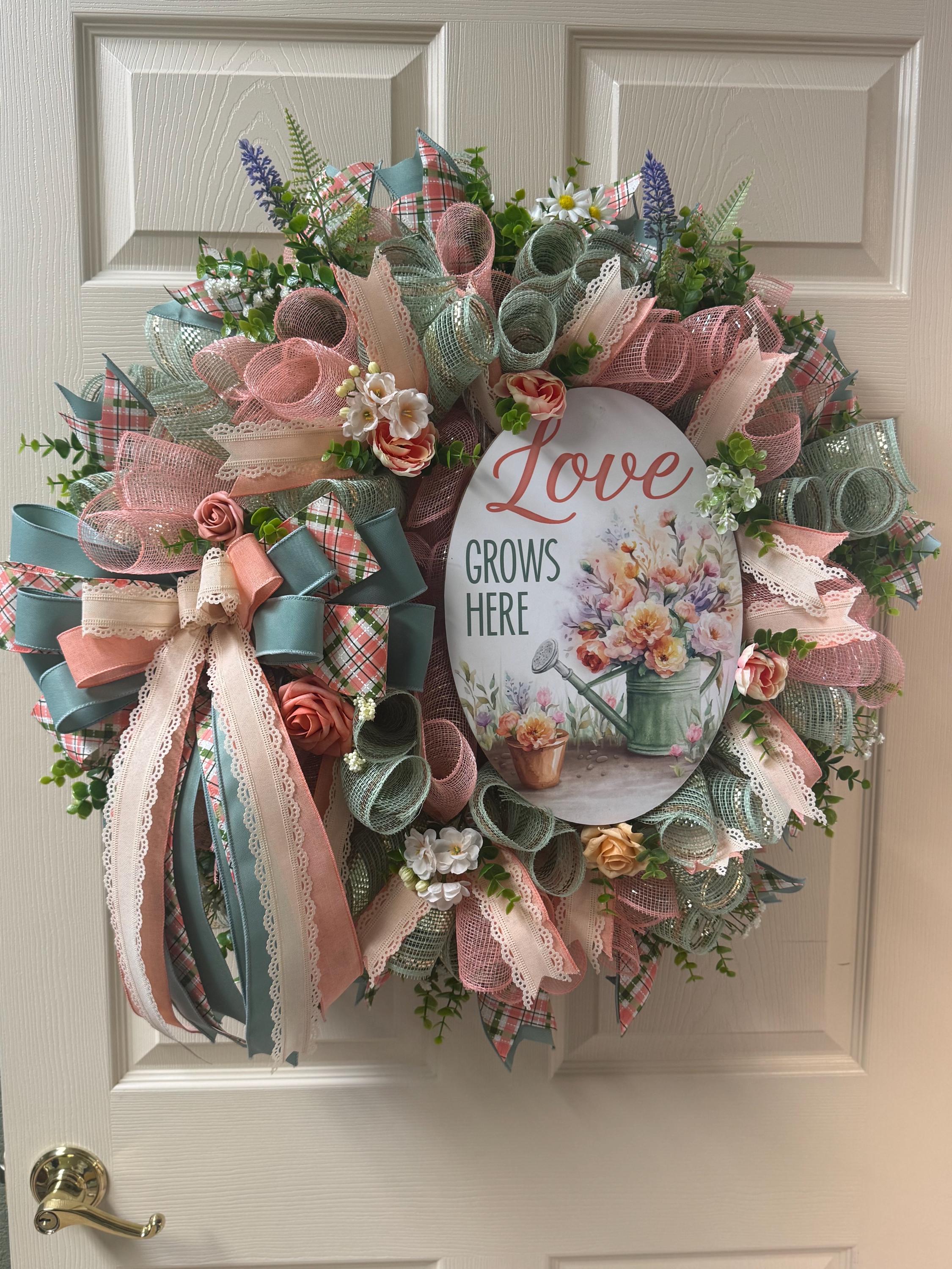 Oversized Spring Wreath for Front Door | Handmade Floral Ribbon Decor