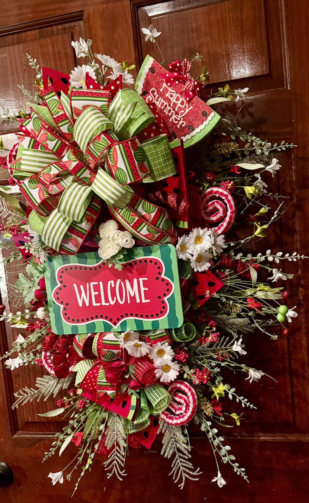 Watermelon Summer Welcome Wreath – Oversized Handmade Front Door Decor