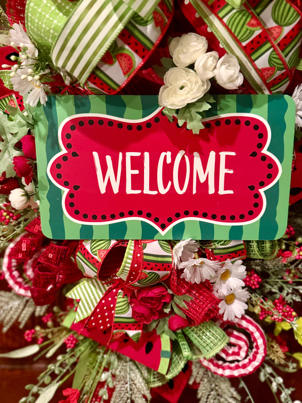 Watermelon Summer Welcome Wreath – Oversized Handmade Front Door Decor