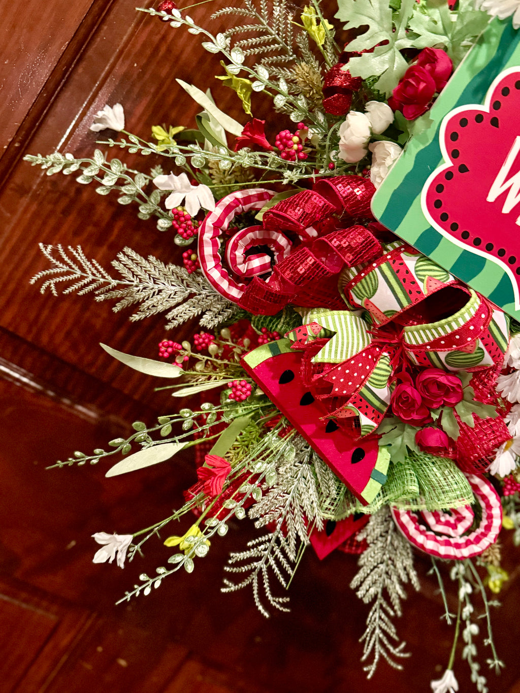 Watermelon Summer Welcome Wreath – Oversized Handmade Front Door Decor