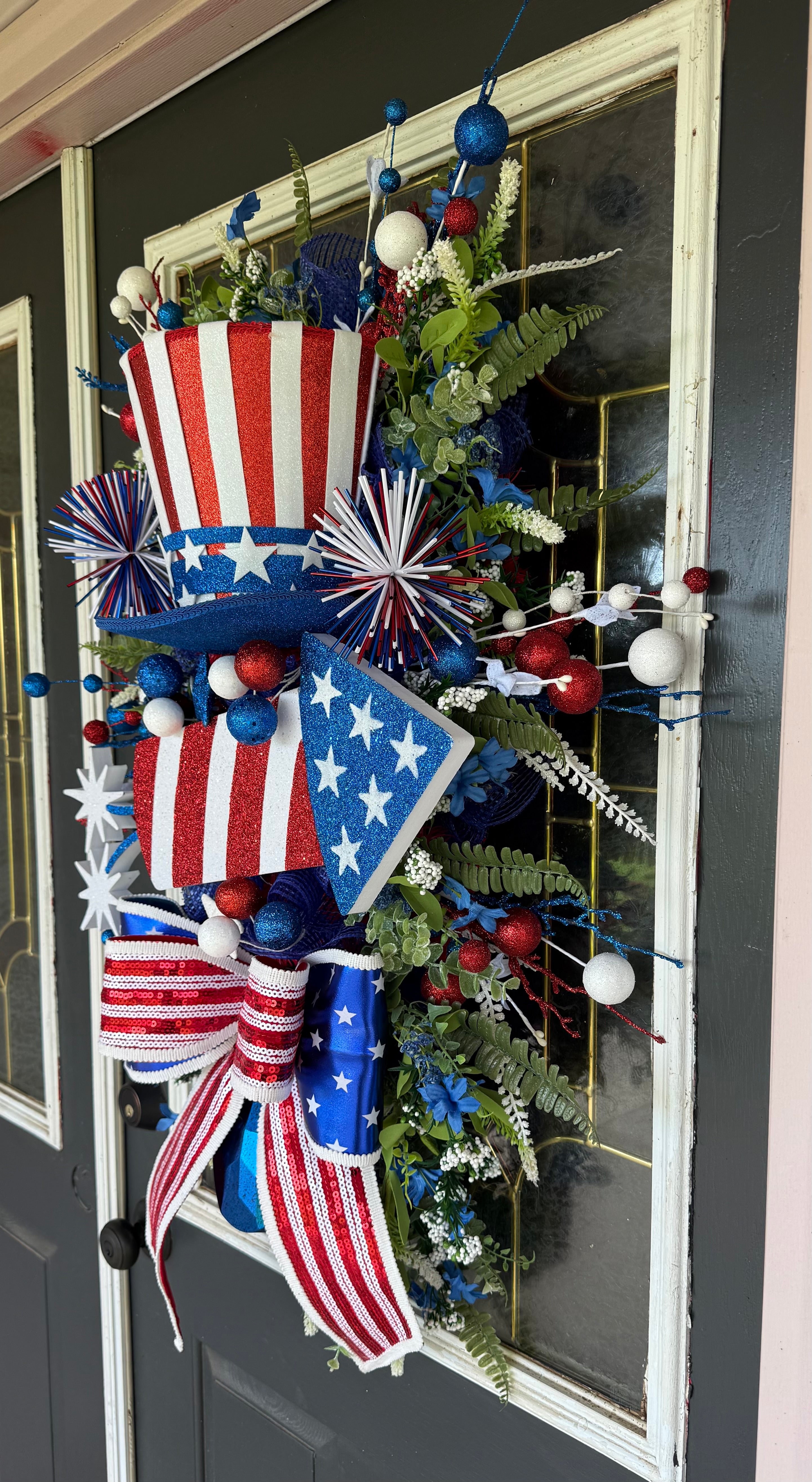 🇺🇸 Uncle Sam Patriotic Door Swag – America 250 Front Door Decor 🇺🇸