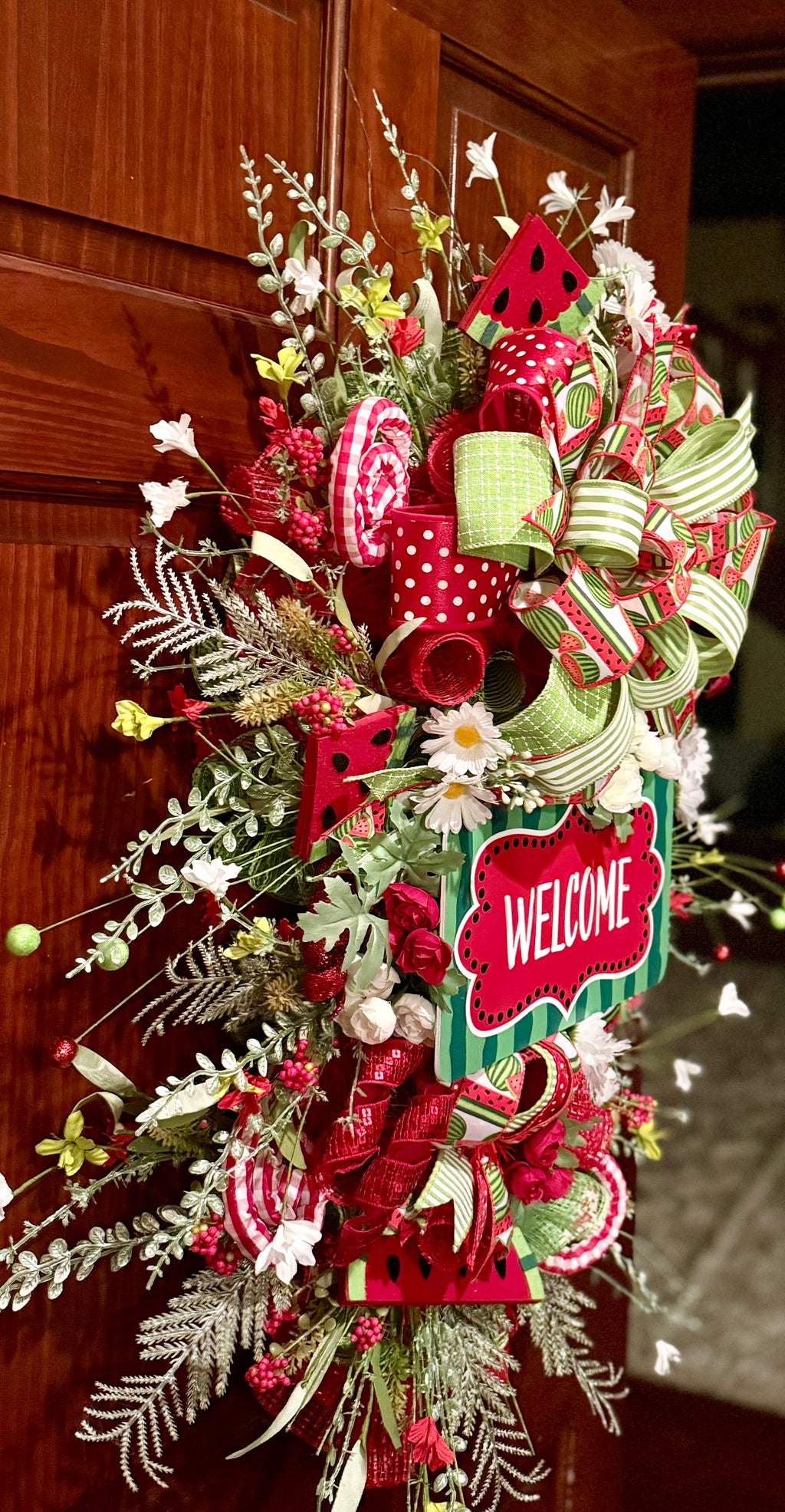 Watermelon Summer Welcome Wreath – Oversized Handmade Front Door Decor
