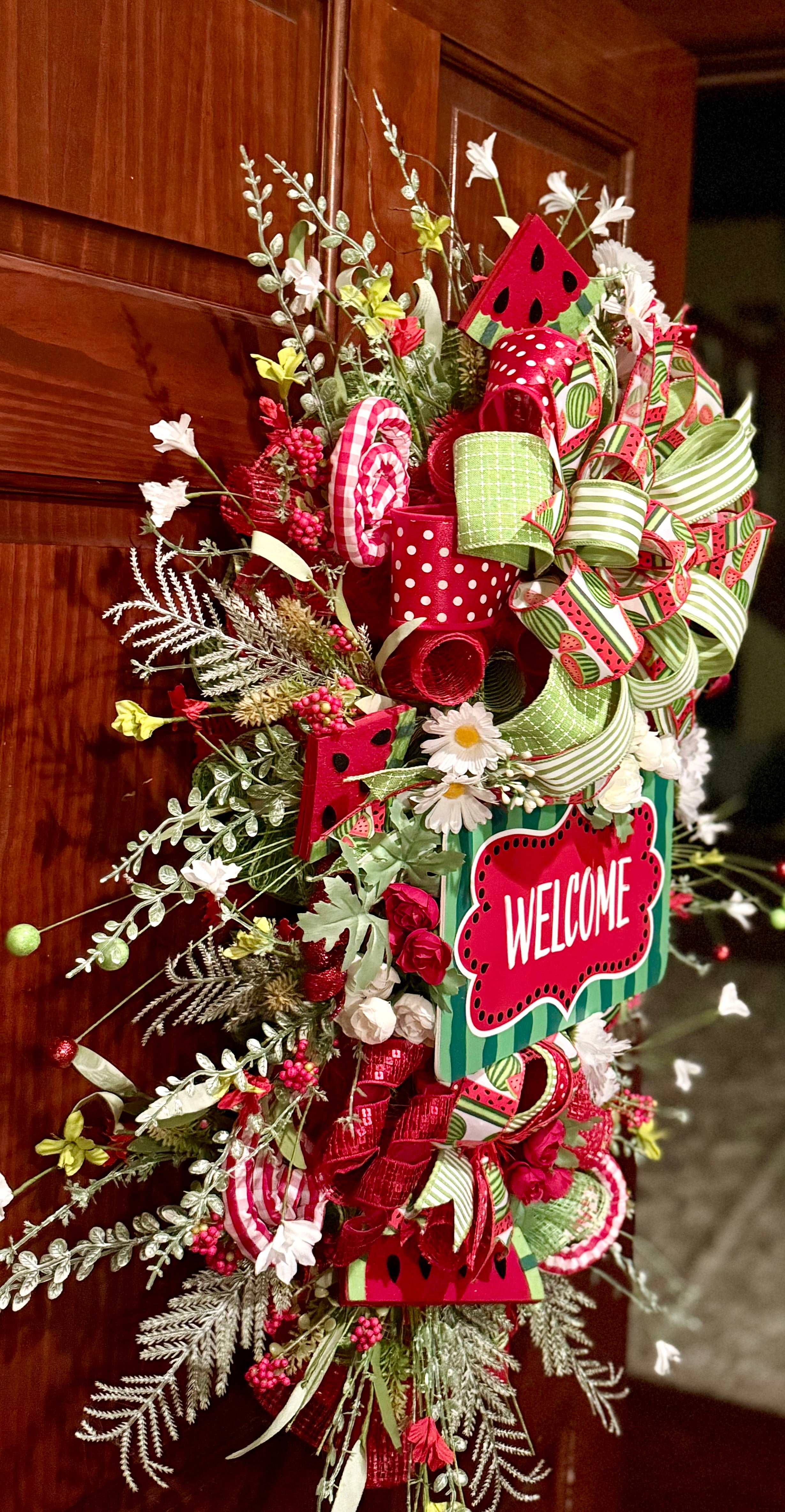 Watermelon Summer Welcome Wreath – Oversized Handmade Front Door Decor