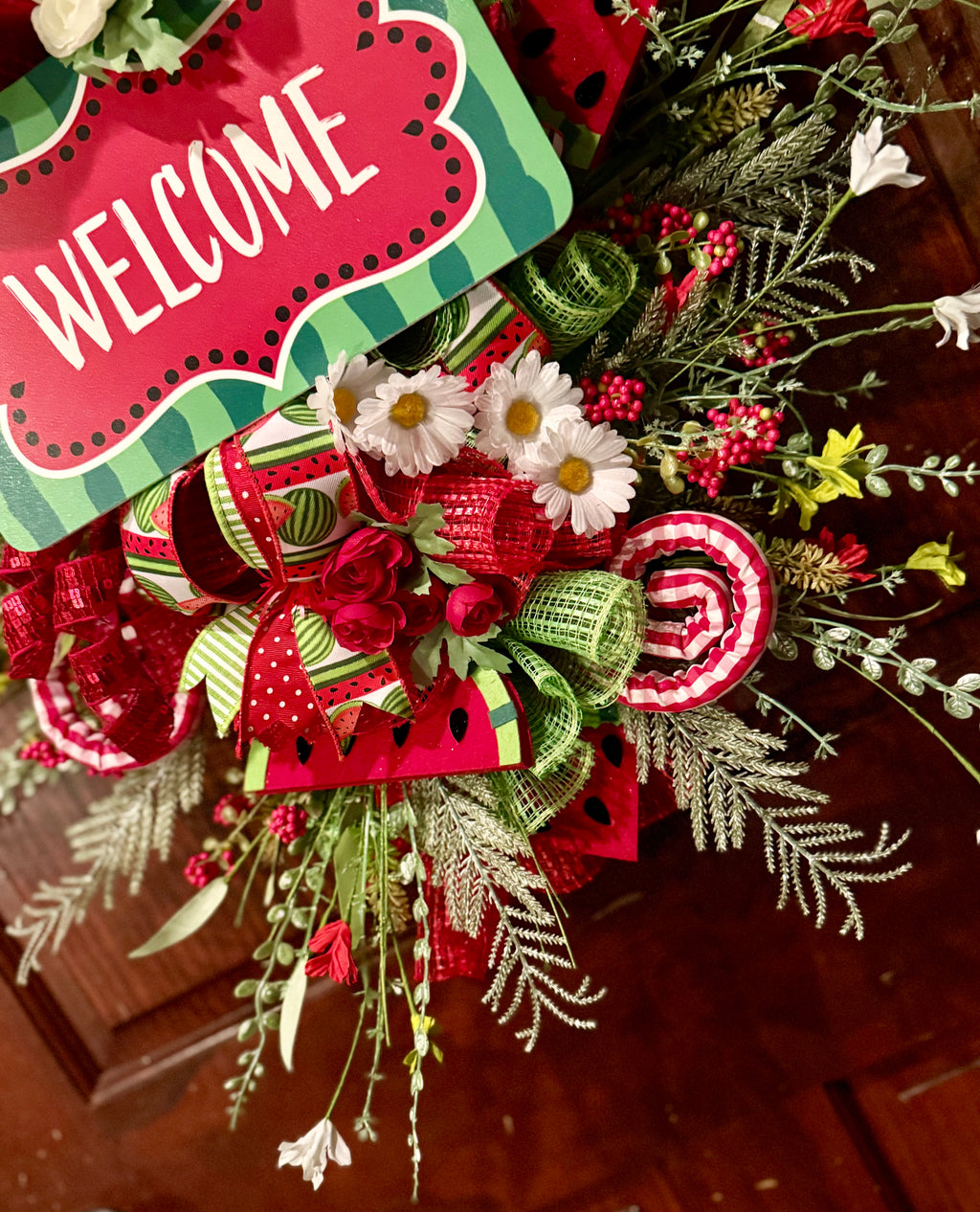 Watermelon Summer Welcome Wreath – Oversized Handmade Front Door Decor