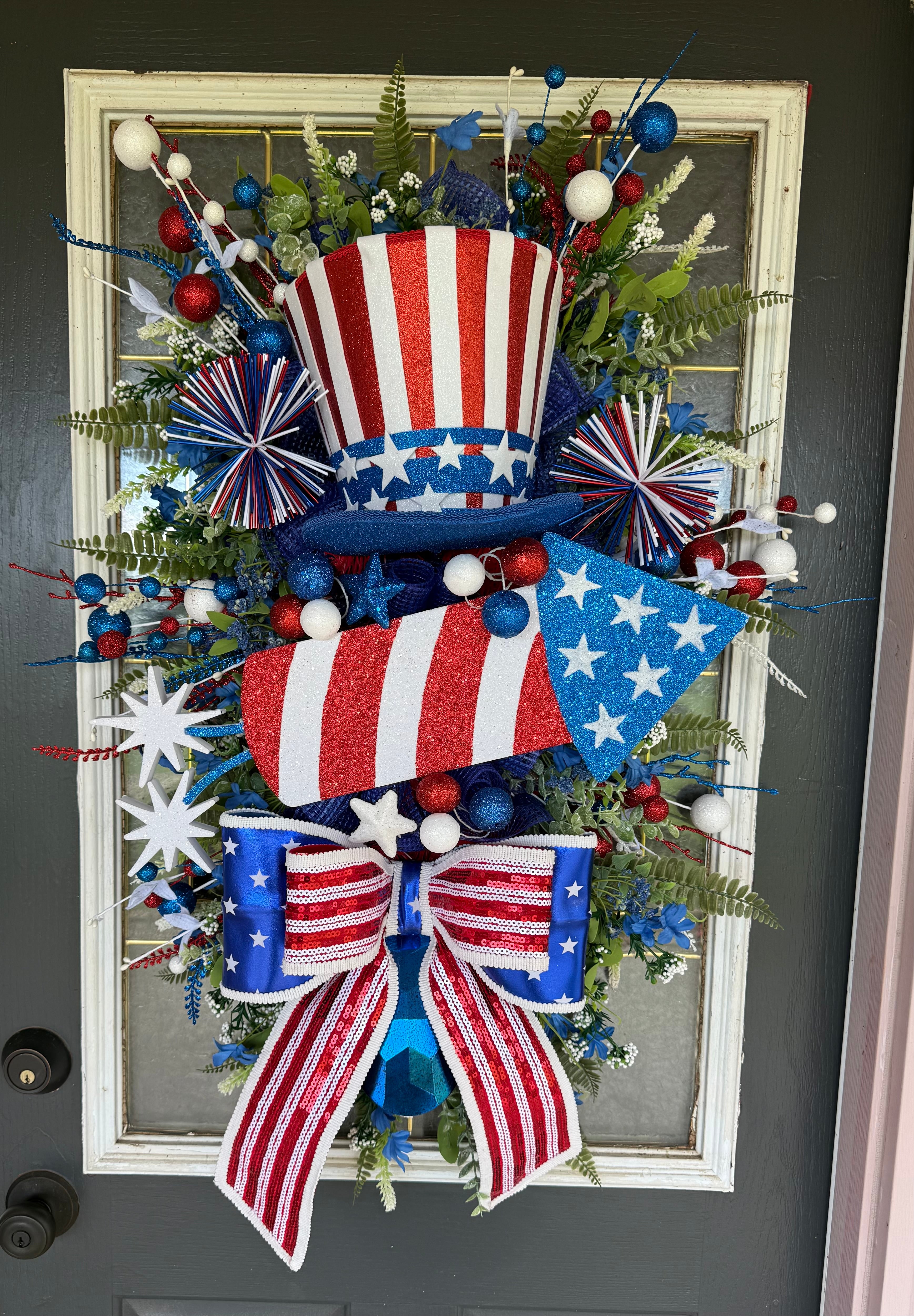🇺🇸 Uncle Sam Patriotic Door Swag – America 250 Front Door Decor 🇺🇸