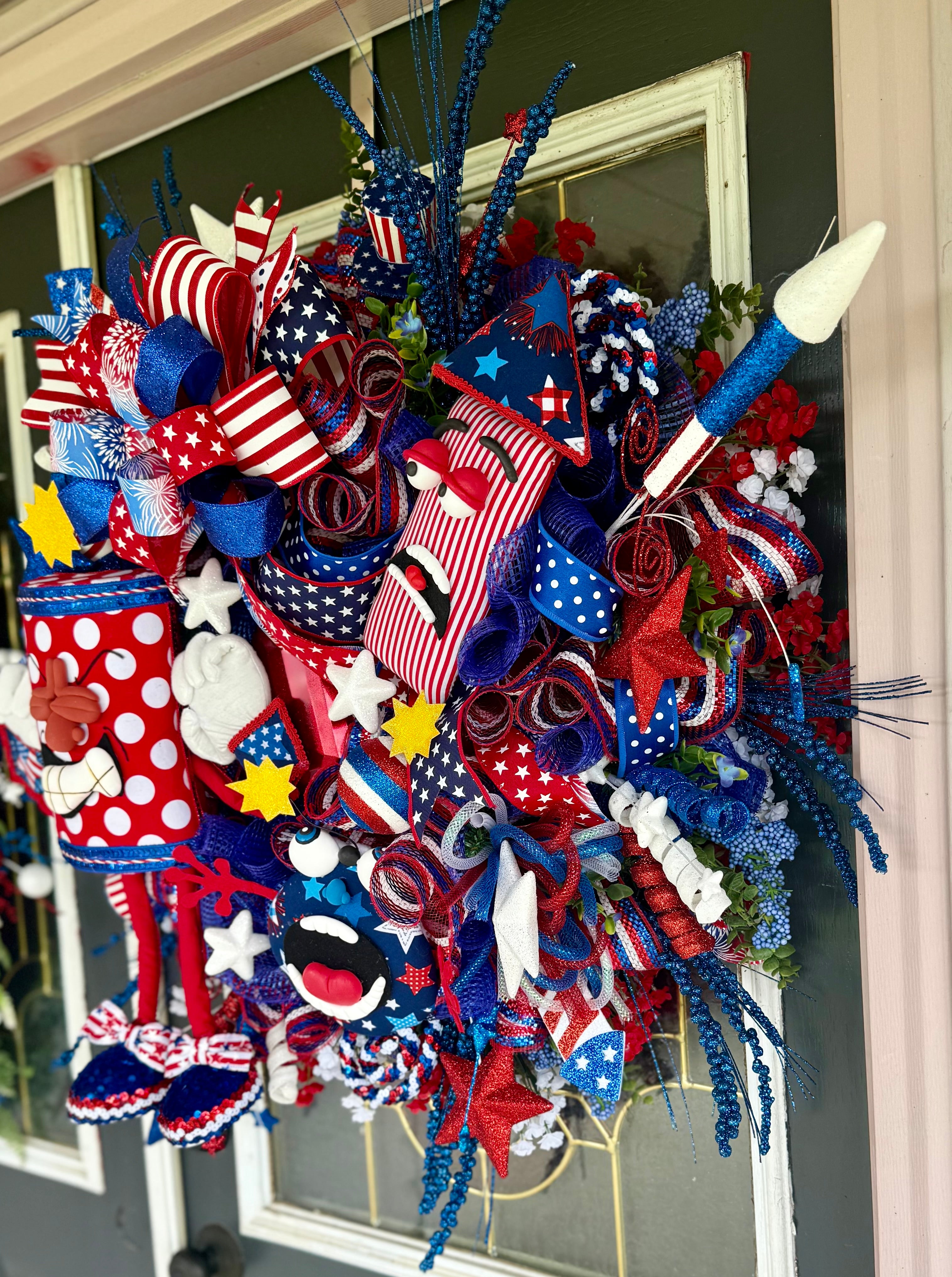 🎆 Firecracker Frenzy Patriotic Door Wreath