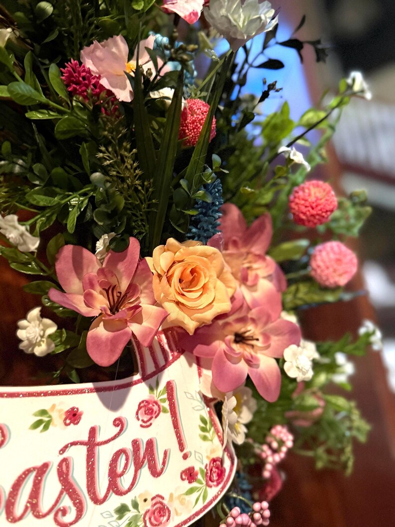 Easter Grapevine Wreath for Front Door – Pink Bow Spring Farmhouse Decor