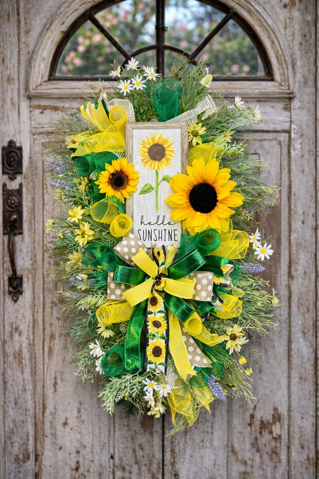 Sunflower Welcome Wreath | Farmhouse Hello Sunshine Door Hanger