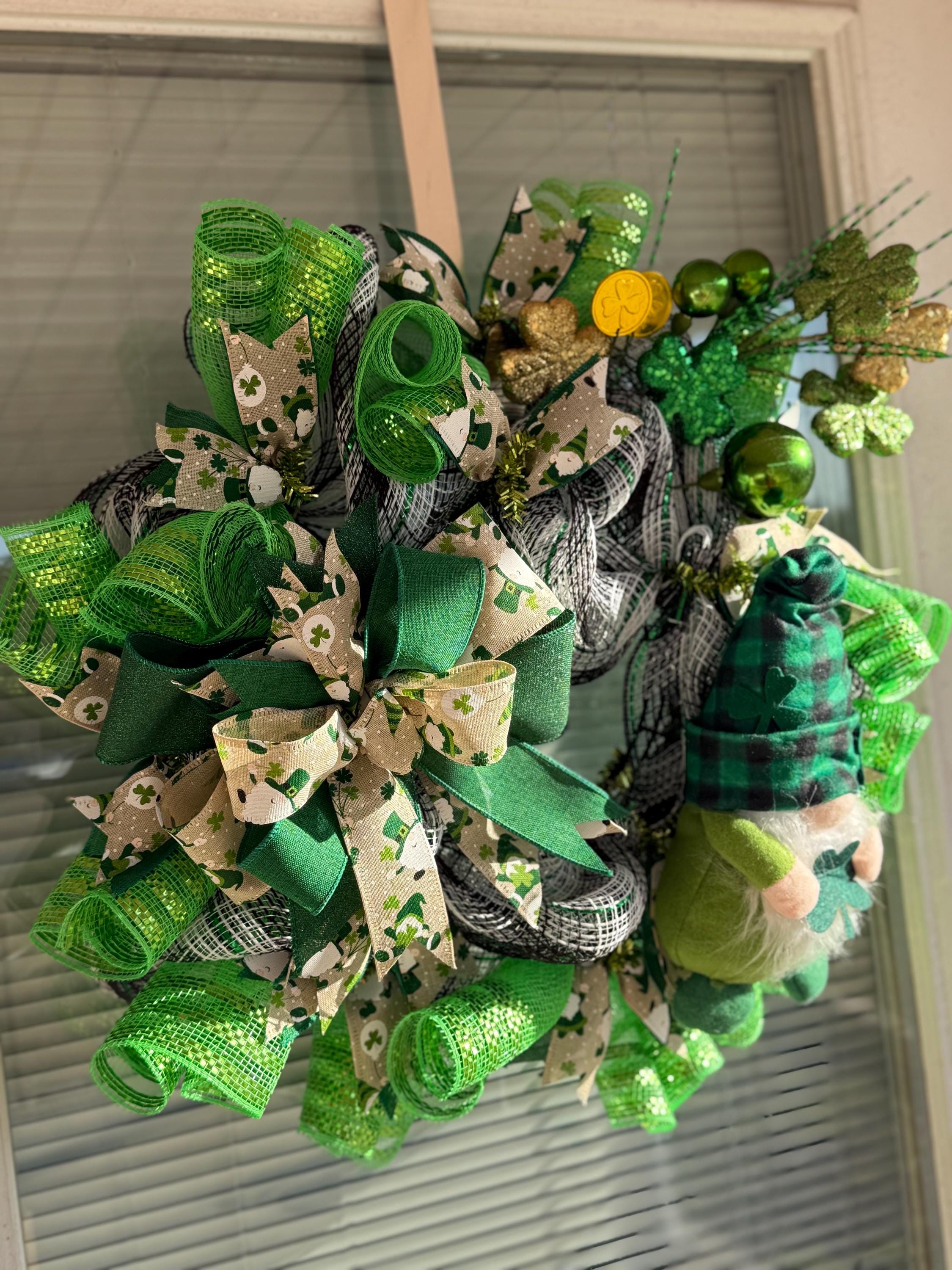 Handmade St. Patrick's Day Gnome Wreath | Lucky Shamrock Decor