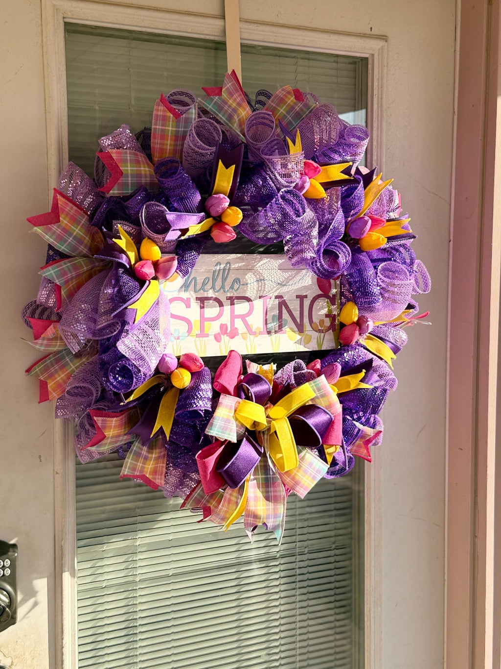 Purple Tulip Spring Wreath | Hello Spring Door Decor