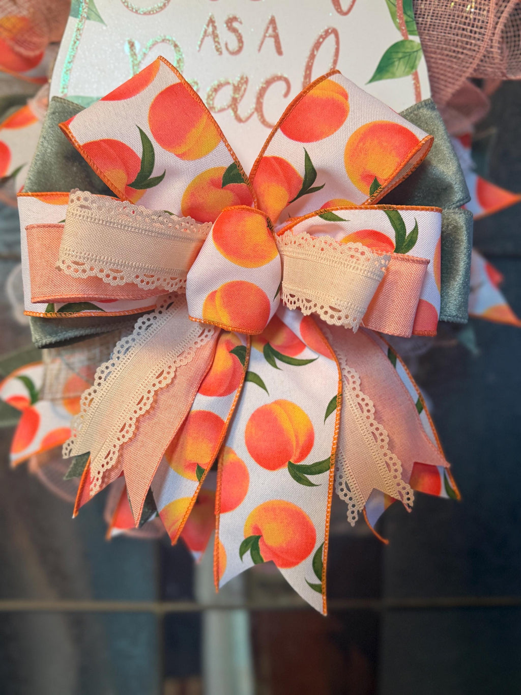 Handmade Peach Spring Wreath | Farmhouse Front Door Decor