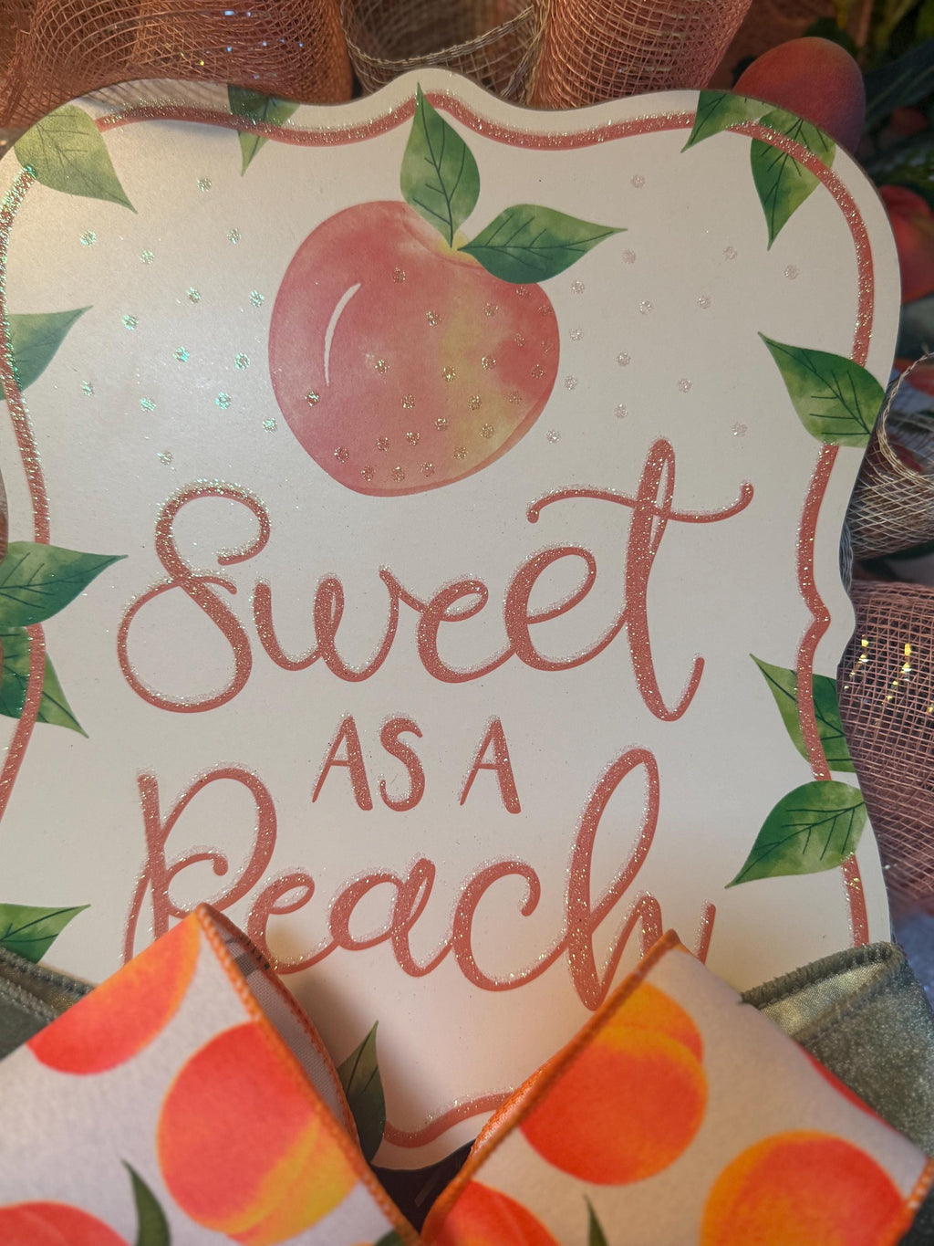 Handmade Peach Spring Wreath | Farmhouse Front Door Decor