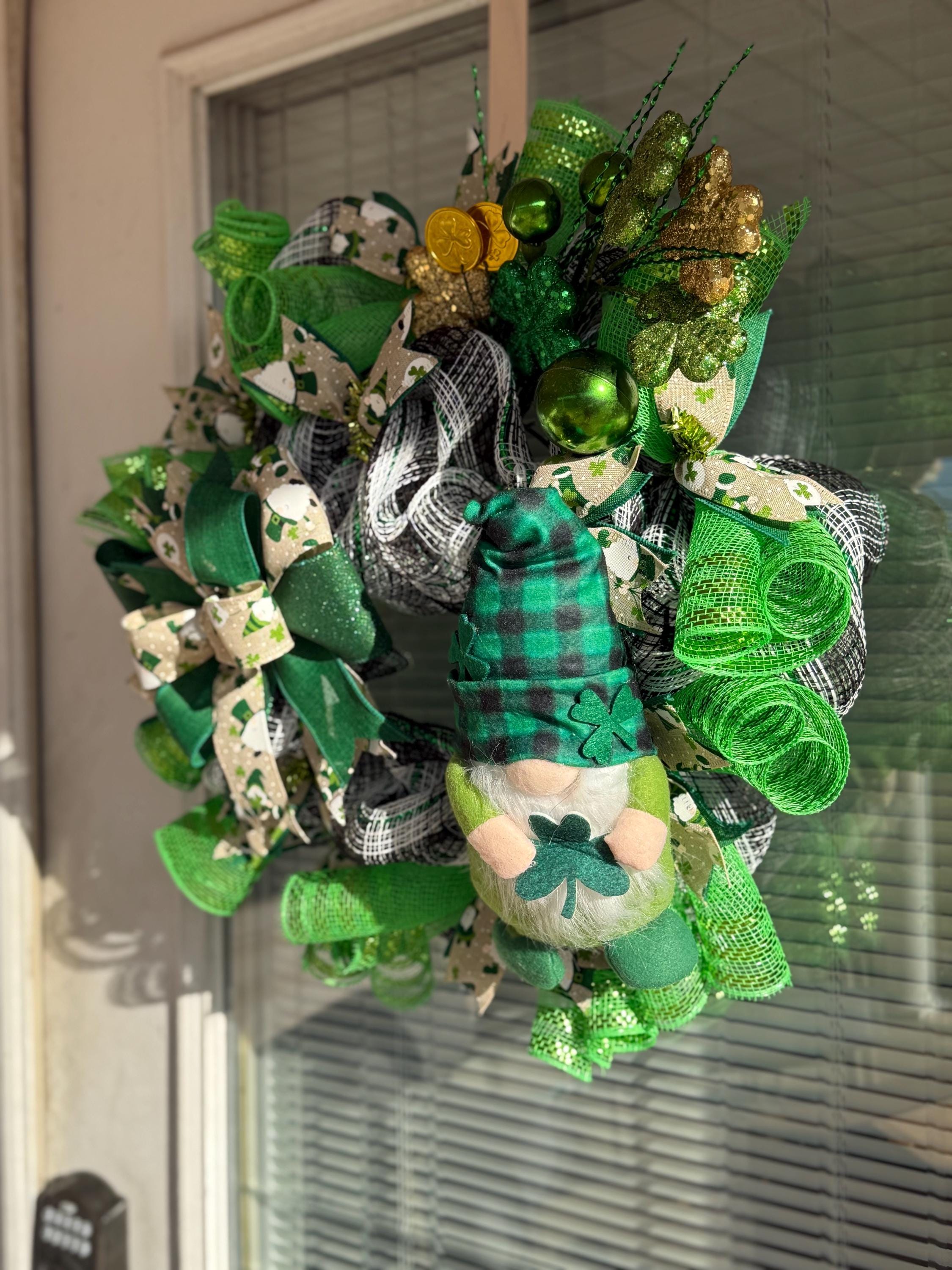 Handmade St. Patrick's Day Gnome Wreath | Lucky Shamrock Decor