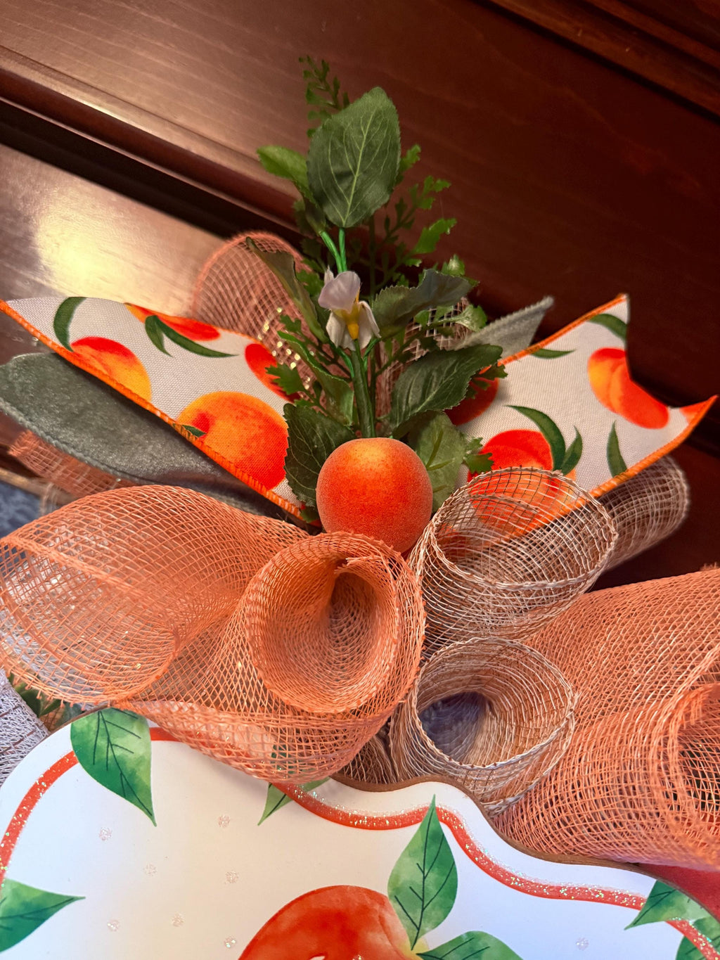 Handmade Peach Spring Wreath | Farmhouse Front Door Decor