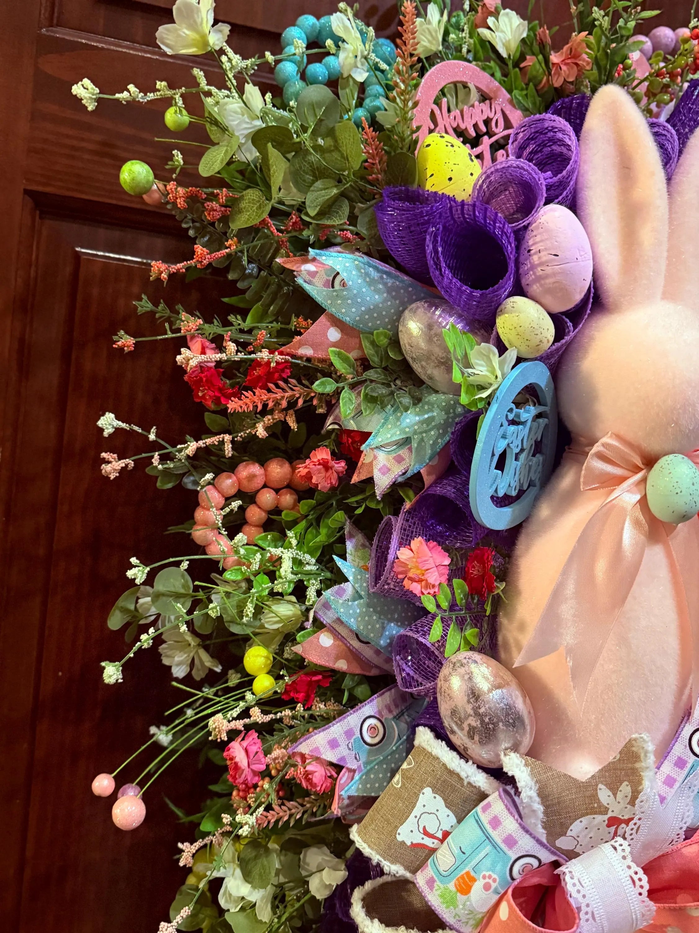 Pastel Easter Bunny Door Swag – Luxury Spring Front Door Decor