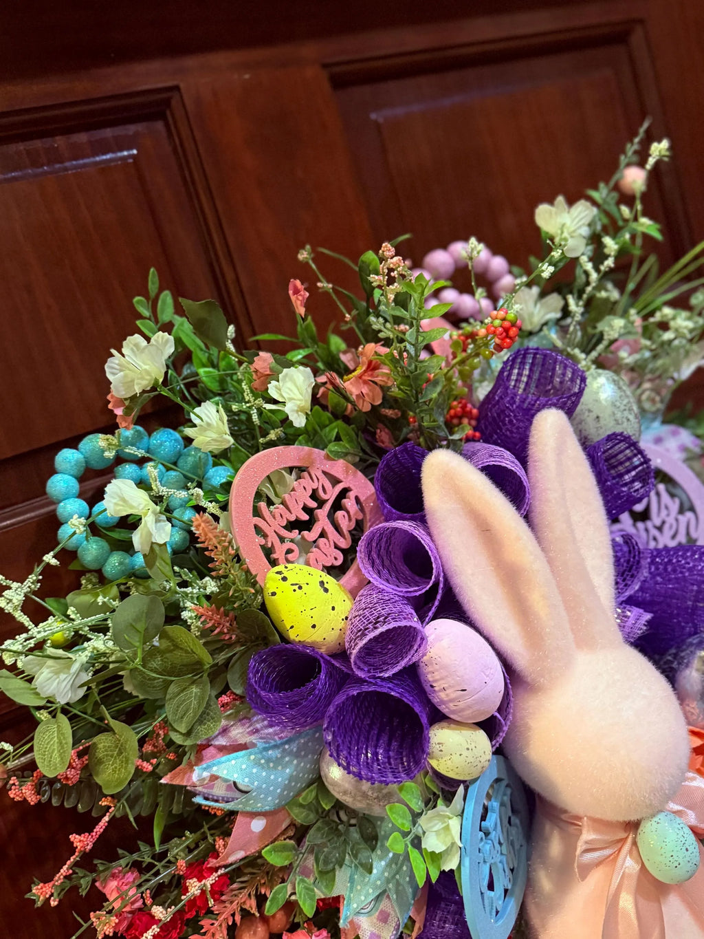 Pastel Easter Bunny Door Swag – Luxury Spring Front Door Decor