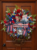 Patriotic God Bless America Wreath Oversized American Front Door Decor