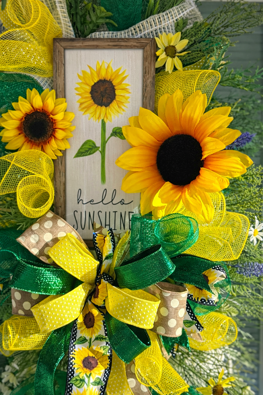Sunflower Welcome Wreath | Farmhouse Hello Sunshine Door Hanger